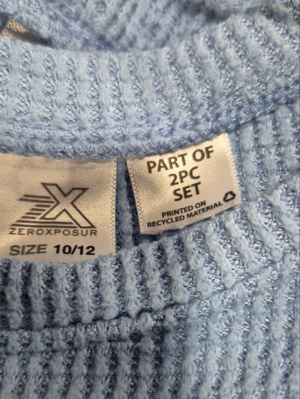 ZeroXposur Girls Light Blue Waffle-Knit Twist-Front Leggings Set - Picture 7 of 7